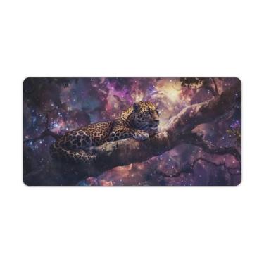 Imagem de FoRes Leopardo, Via Láctea, Noite Estrelada, Tapete de Mouse Grande, Base de Borracha Antiderrapante, Tapete de Mesa para Laptop Acessórios de Computador Suprimentos Bloco de Escrita para Escritório