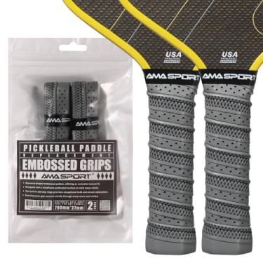 Imagem de PICKLETECH Fita adesiva AMA Sport Pickleball para remo - pacote com 2 - envoltório de substituição perfurado em relevo para raquete de pickleball - superfície aderente com absorção de umidade -