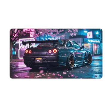 Imagem de HouLaiZhe JDM Tapetes de mesa de carro flores de cerejeira sob a árvore japonesa JDM R33 mouse pads para jogos tapetes de mesa grandes para teclado de mesa tapete de computador 40 x 75 cm