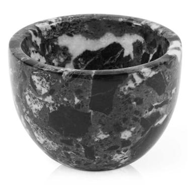 Imagem de Radicaln Tigela de barbear de mármore, tigela de creme de barbear preta feita à mão de 7 cm - Tigela de mármore para espuma de barbear, tigela de sabão de barbear - Suprimentos de barbeiro e