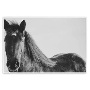 Imagem de Stupell Industries Desenho artístico de placa de parede de cavalo preto no inverno por Amy Carroll, 25 x 38 cm