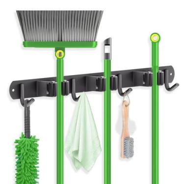 Imagem de Suporte de vassoura e esfregão ZONGOOL para montagem em parede em aço 