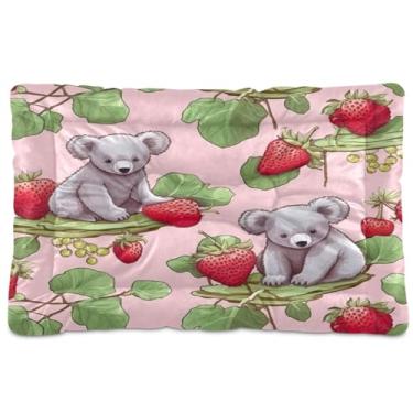Imagem de Wassud Cama de cachorro com corações desenhados à mão, coala em morango, cama grande para cães ao ar livre, tapete lavável para animais de estimação, cama de gato para dormir, viagens, 91 x 61 cm