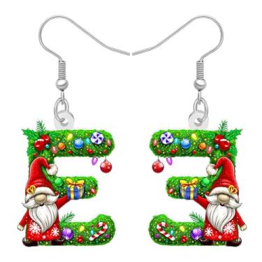Imagem de NEWEI Brincos com pingente de letra inicial de Natal para professores, presentes de Natal em acrílico para mulheres, presentes de agradecimento para acessórios de aniversário de inverno, Medium