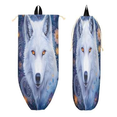 Imagem de xigua Suporte de parede para saco de plástico Wolf com cordão, 1 pacote, organizador de sacolas de supermercado reutilizável para bolsas, meias, roupas íntimas e gravatas