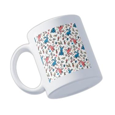 Imagem de Caneca Xícara de Café em Porcelana 300ml com Desenho de Coelhos e Cenouras