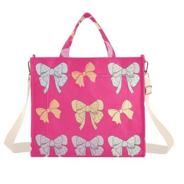 Imagem de Burbuja Sacola feminina com laços coloridos, bolsa tiracolo de veludo cotelê para compras, trabalho, viagens, C269, Small