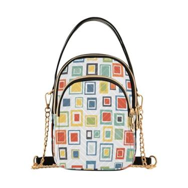 Imagem de CEBUGI Bolsa tiracolo feminina clutch para telefone bolsa quadrada colorida elegante bolsa de ombro com alça de corrente removível
