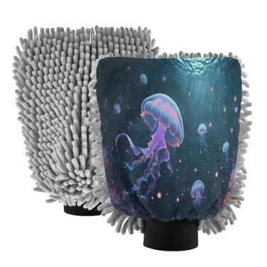 Imagem de STAYTOP Luvas de lavagem de carro de água-viva brilhante, 2 peças, luvas de microfibra de chenille, sem arranhões, panos de esponja de lavagem ultra absorventes para carros, limpeza doméstica - M