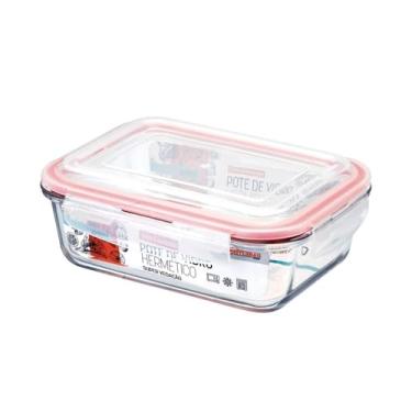 Imagem de Pote de Vidro Retangular 1040ml com Tampa Hermética de Silicone - Armazenamento Seguro e Frescor Prolongado