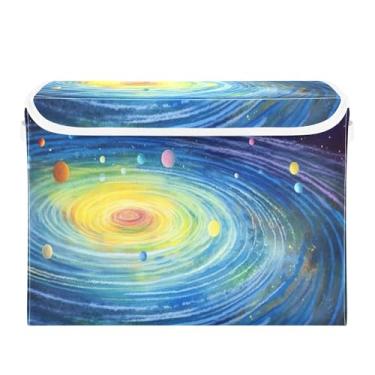 Imagem de xigua Caixotes de armazenamento coloridos do universo com tampas e alça de transporte, caixas de armazenamento dobráveis, recipientes organizadores, cestos, cubo com capa para casa, quarto, armário