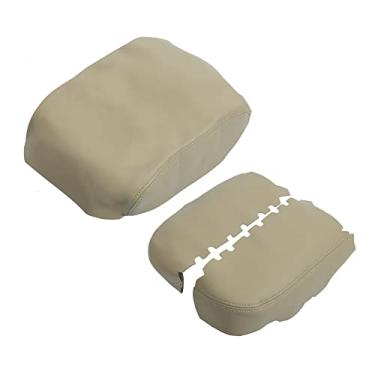 Imagem de X AUTOHAUX 1 conjunto de capa de apoio de braço para console central capa de apoio de braço capa de substituição de couro de microfibra para Honda Pilot 2009-2015 bege