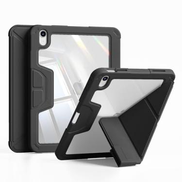 Imagem de GKABXY Capa para iPad (A16) 11ª geração 11 polegadas 2025, iPad 10ª geração 10 polegadas 2022 com parte traseira transparente, suporte multi-ângulo, capa protetora para tablet à prova de choque