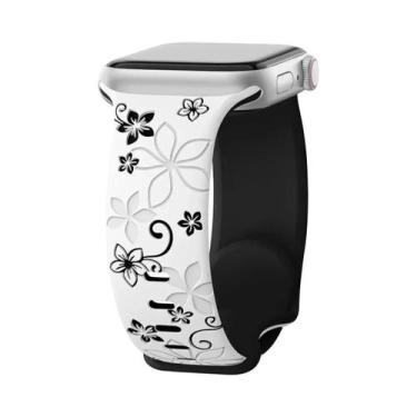 Imagem de Pulseira De Silicone Gravada Para Apple Watch Série 9 7 6 5 4 3 2 1 SE