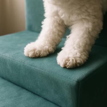 Imagem de Escadinha Rampa para Pet 2 Degraus com Osso, para Gato e Cachorro, Ideal para Sofá e Cama, Espumada Resistente Luxo (Tifanny)