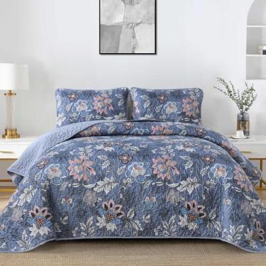 Imagem de Conjunto de edredões WONGS BEDDING Blue Botanical Floral King Size