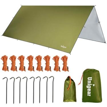 Imagem de Unigear Lona para acampamento, proteção UV, impermeável e leve para acampamento, mochila e aventura ao ar livre (verde, 4,4 x 4,4 m)