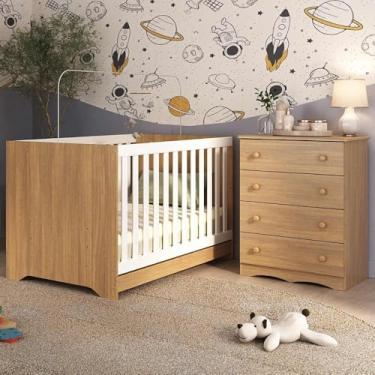 Imagem de Berço Americano 3 em 1 com Cômoda 4 Gavetas Realeza Multimóveis Mp4689 Madeirado