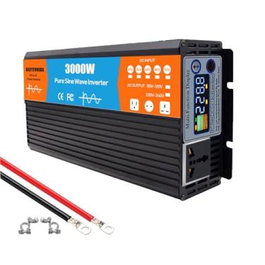Imagem de Inversor de onda senoidal pura de 3000W, conversor de CC 12 V/24 V/48 V/60 V/72 V para CA 120 V/240 V, inversor de energia para RV, caminhão, energia solar, residência,60V to 220V 60Hz