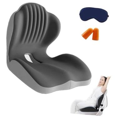 Imagem de SNCIDSGE Almofada de postura e assento, almofada em forma com suporte para as costas - almofada ergonômica para cadeira para sentar por muito tempo, antiderrapante, para escritório e carro (cinza)
