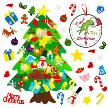 Imagem de Árvore de Natal de feltro EMPOF para crianças com luzes e calendário d