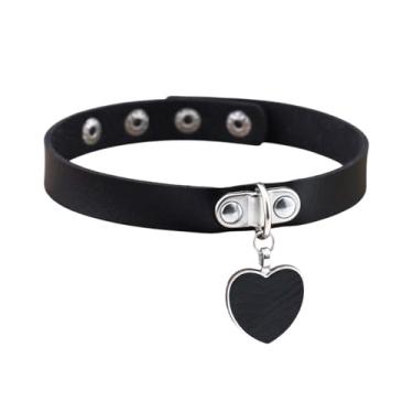 Imagem de Colar gargantilha de couro para mulheres, pingente de coração preto, colar de poliuretano ajustável, gargantilhas góticas punk, acessórios góticos sensuais