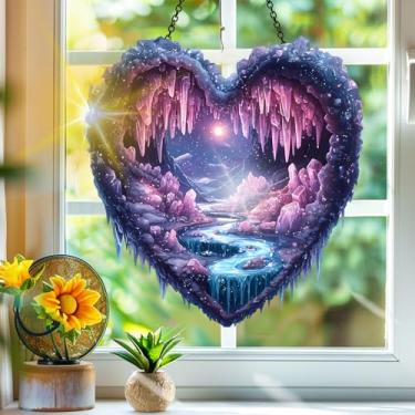 Imagem de Apanhador de sol de acrílico colorido, decoração de janela pendurada em caverna de cristal, arte de parede de arco-íris, para varanda, interior e exterior, jardim, enfeites de Natal, decoração 19 x 19