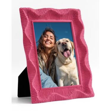 Imagem de FOLKOR Porta-retrato rosa 12 x 17 cm para impressões de desenhos em aquarela, pequenas molduras decorativas coloridas com vidro/suporte de verdade, moldura de memorial ornamentada retrô, presente para