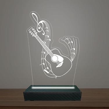 Imagem de Luminária Led 3d Violão na Clave de Sol Abajur Luxo (Branco)