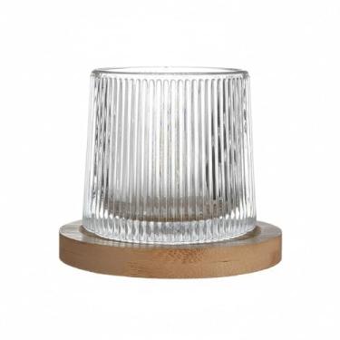 Imagem de Copo Rotativo para Whisky 200ml com Base de Madeira | Taça Vidro Rock Giro 360º Presente Elegante
