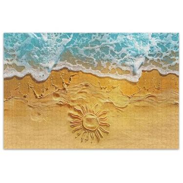 Imagem de Sunny Beach Scene Sun Sand Adults Jigsaw 1000 peças quebra-cabeça família brinquedo arte legal quebra-cabeças para adultos jogo quebra-cabeça presentes