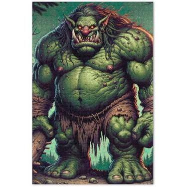 Imagem de Quebra-cabeças adultos monstro verde 1000 peças presentes quebra-cabeças difíceis de decoração de casa, 75 x 40 cm