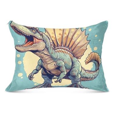 Imagem de Fronha fofa de espinossauro com pintura com zíper padrão Queen King Body Size Travesseiros macios e grandes, tamanho padrão, 51 x 66 cm