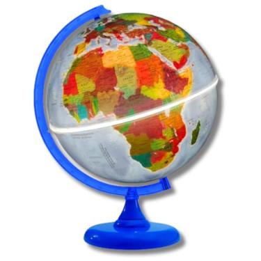 Imagem de GLOBO TERRESTRE FÍSICO POLÍTICO LUMINOSO 30CM BASE E RÉGUA AZUL