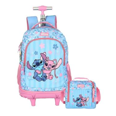 Imagem de Kit Lilo Stitch Mochila Rodas 2Em1 + Lancheira Térmica