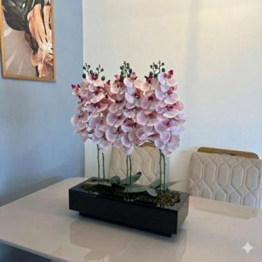Imagem de Vaso Grande Centro De Mesa Plantas Vidro Preto - Inova Decor
