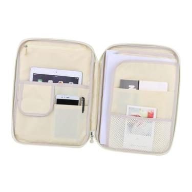 Imagem de ZJchao A4 Document Bag File Pasta Portfolio Organizer Zippered Case Com Multi Pocket for Documents Notebooks Viagem de Negócios para Móveis (Roxo)