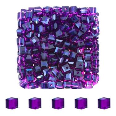 Imagem de Mandala Crafts Contas de cristal de cubo roxo de 6 mm – 300 contas de vidro facetadas para fabricação de joias, pulseiras, colares, brincos e contas