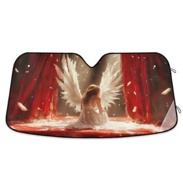 Imagem de Guarda-sol Angel White Feathers para para-brisas de carro, proteção UV, para-sol SUV para para-brisas pequeno