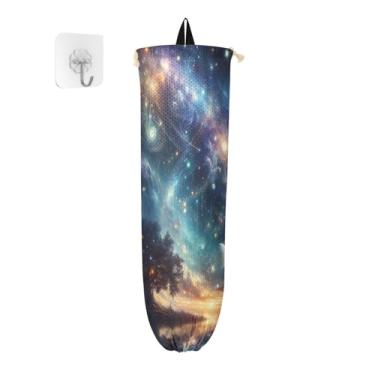 Imagem de Pacote com 2 suportes para sacolas plásticas Fantasy Starry Sky, bolsa para sacolas plásticas, suporte de plástico para armário