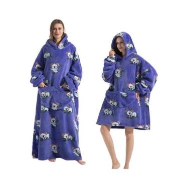 Imagem de Cobertor De Flanela Oversized Com Mangas, Moletom De Inverno Para Mulh