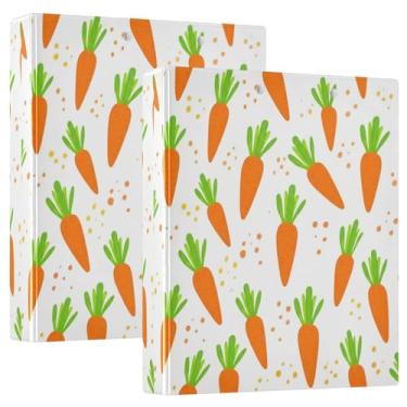Imagem de Fichários personalizados de cenouras fofas brancas de 3,8 cm, 3 anéis, 200 folhas, pastas, anel redondo, fichário de receita, 31,5 x 27 x 6 cm, pacote com 2