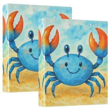 Imagem de Fichários personalizados fofos e engraçados de caranguejo azul de 3,8 cm, 3 anéis, 200 folhas, caderno, impressão, caderno, agenda, 31,5 x 27 x 6 cm, 1 pacote