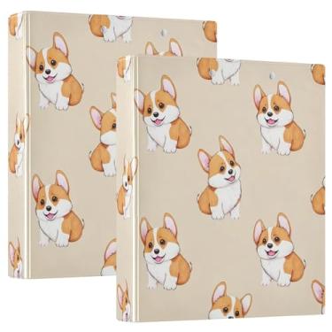 Imagem de Cute Orange Corgi Puppies Bege 3 fichários de 3 anéis 2,8 cm, 200 folhas, portfólio de pastas fofas, anel redondo, floral, fichário de escritório, 31,5 x 27 x 6 cm, 1 pacote