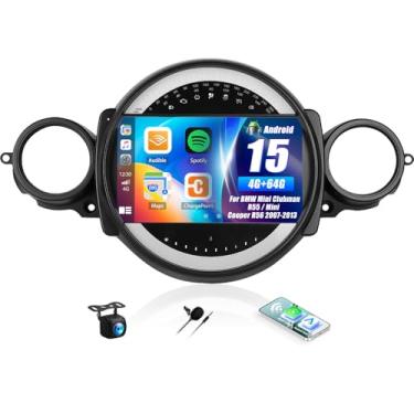 Imagem de SIXWIN Rádio de carro 4G + 64G Andriod para BMW Mini Clubman R55/Mini Cooper R56 2007-2013 com CarPlay Android Auto tela sensível ao toque embutida de 9 polegadas com microfone de câmera de backup