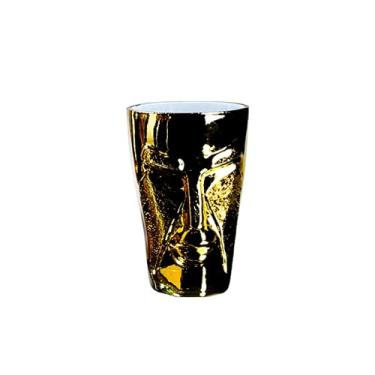Imagem de Conjunto de garrafas de arte de vidro de cristal com rosto dourado coleção de garrafas de vinho tinto champanhe taça de vinho tinto (copo de uísque de guerreiro)