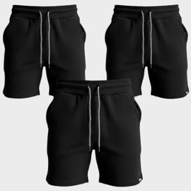 Imagem de Kit 3 Bermuda Moletom Short Masculino Dagg Com Cordão Ajustável Bolsos Laterais-Masculino