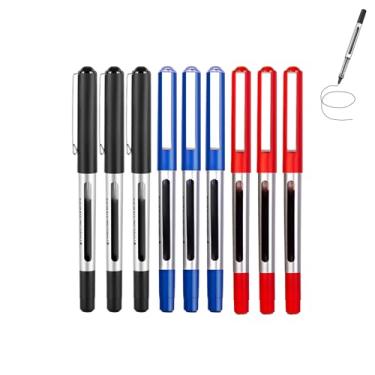 Imagem de GZBABY Canetas esferográficas de ponta fina, 9 peças, caneta esferográfica de secagem rápida, caneta de gel para assinatura de escrita, 0,5 mm, grande volume (azul, vermelho)