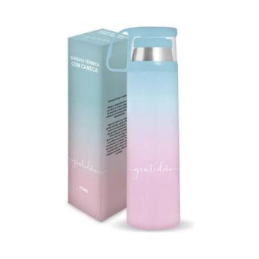 Imagem de Garrafa Térmica Inox Trendy Parede Dupla 470ml Gratidão