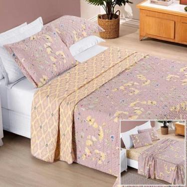 Imagem de Colcha + Jogo De Cama Bouti Estampado Queen 07 Peças 100% Poliéster - 